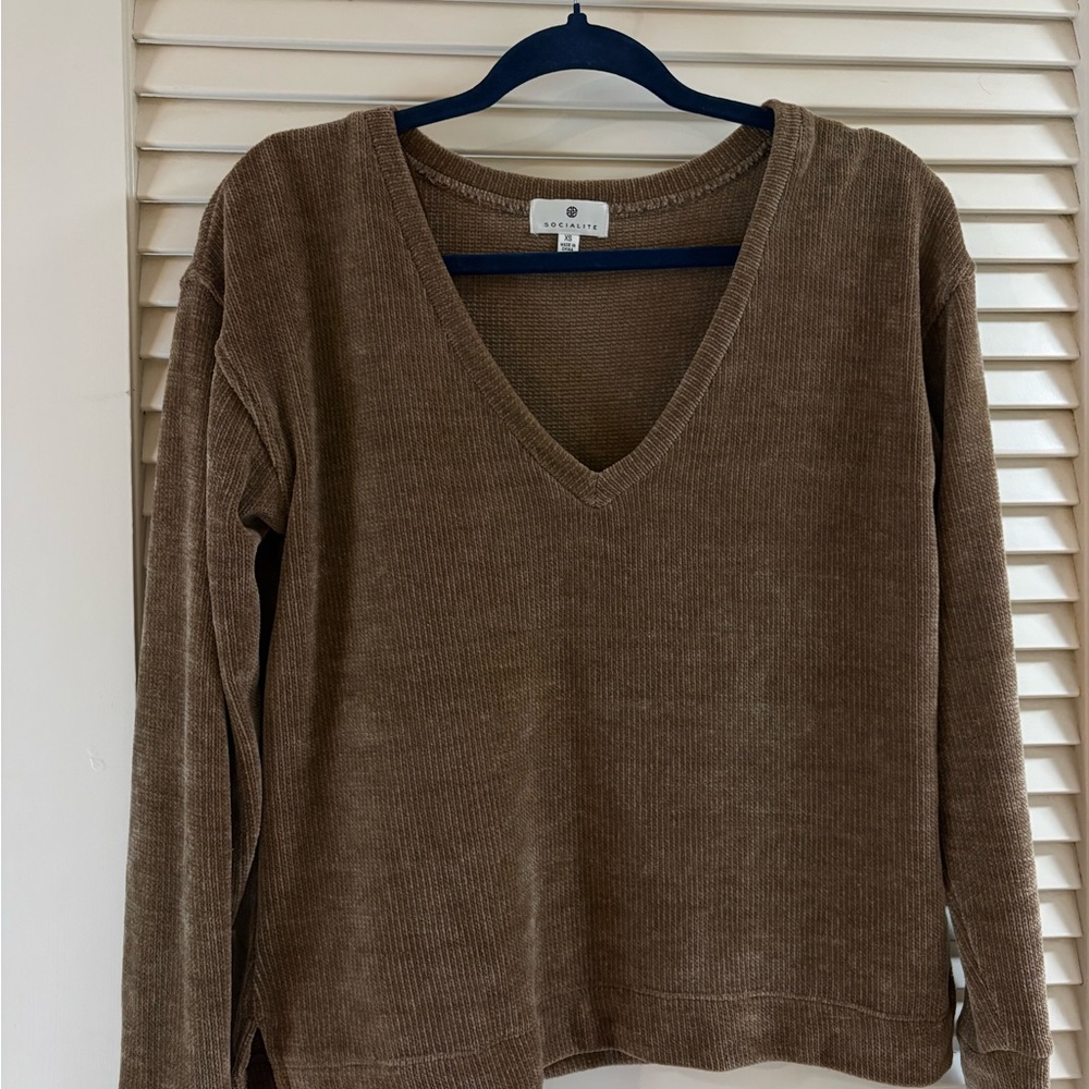 Socialite Tan Knit Top